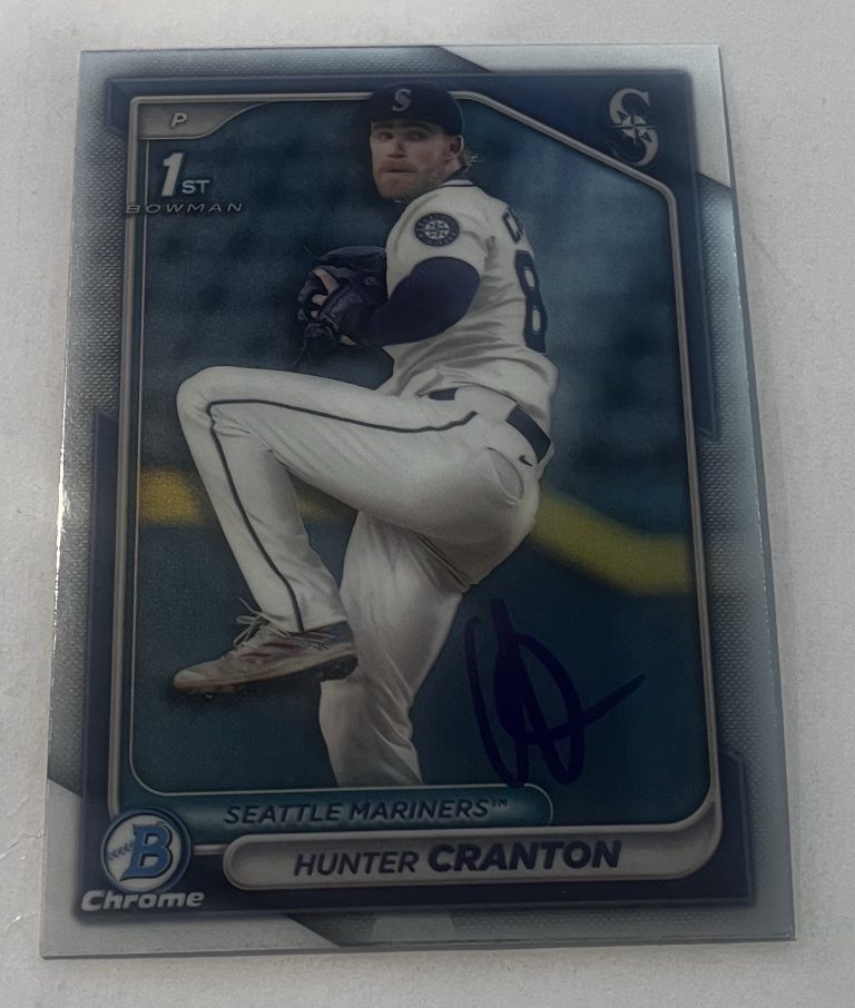 HUNTER CRANTON SIGNED 2024 BOWMAN DRAFT CHROME PROSPECT BASEBALL CARD AUTO