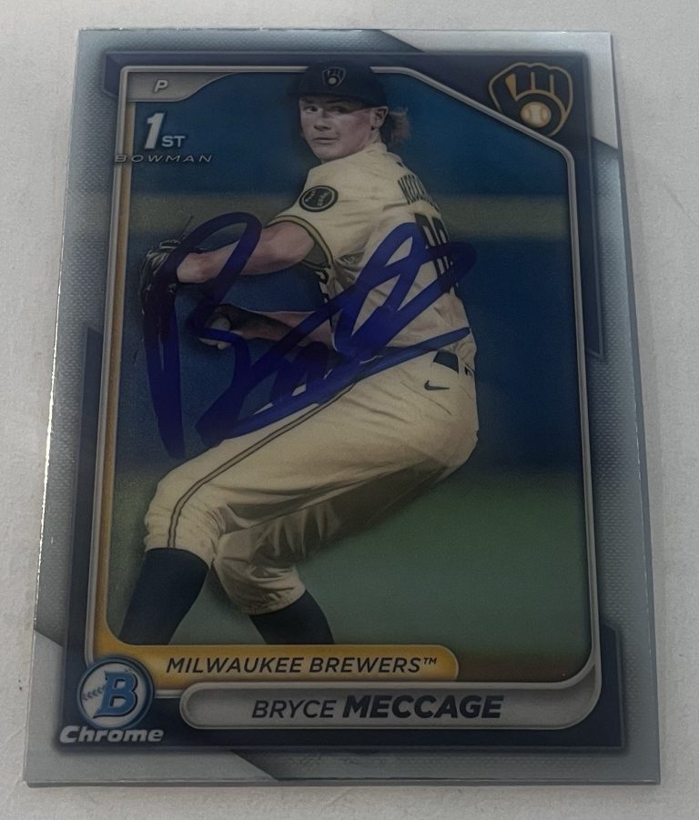 BRYCE MECCAGE SIGNED 2024 BOWMAN DRAFT CHROME PROSPECT BASEBALL CARD AUTO