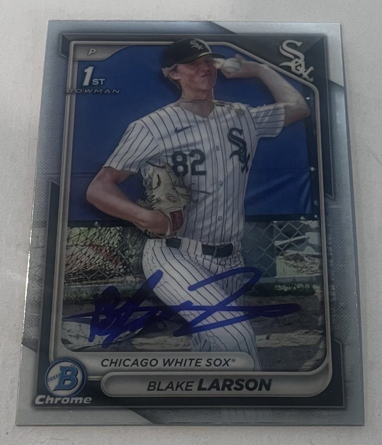BLAKE LARSON SIGNED 2024 BOWMAN DRAFT CHROME PROSPECT BASEBALL CARD AUTO