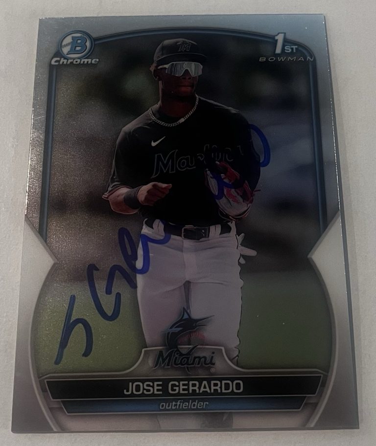 JOSE GERARDO SIGNED 2023 BOWMAN CHROME PROSPECT BASEBALL CARD AUTO