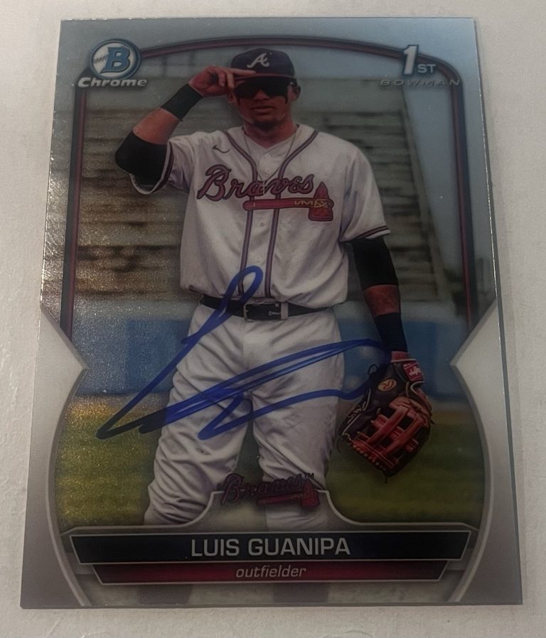 LUIS GUANIPA SIGNED 2023 BOWMAN CHROME PROSPECT BASEBALL CARD AUTO