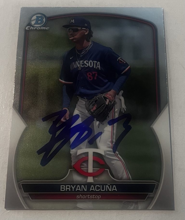 BRYAN ACUNA SIGNED 2023 BOWMAN CHROME PROSPECT BASEBALL CARD AUTO