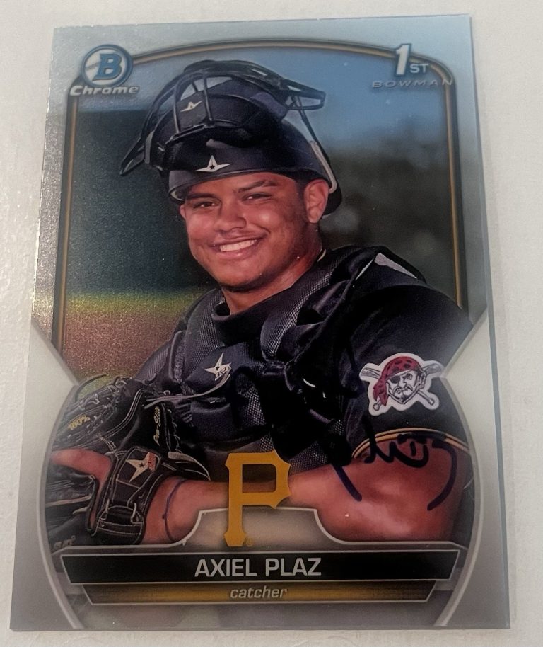 AXIEL PLAZ SIGNED 2023 BOWMAN CHROME PROSPECT BASEBALL CARD AUTO