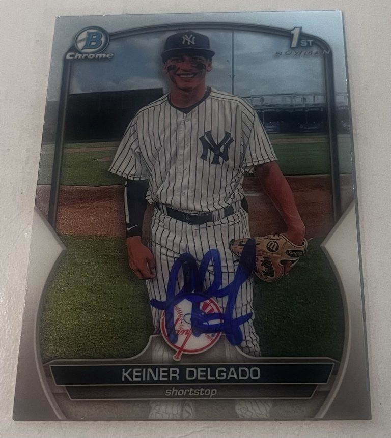 KEINER DELGADO SIGNED 2023 BOWMAN CHROME PROSPECT BASEBALL CARD AUTO