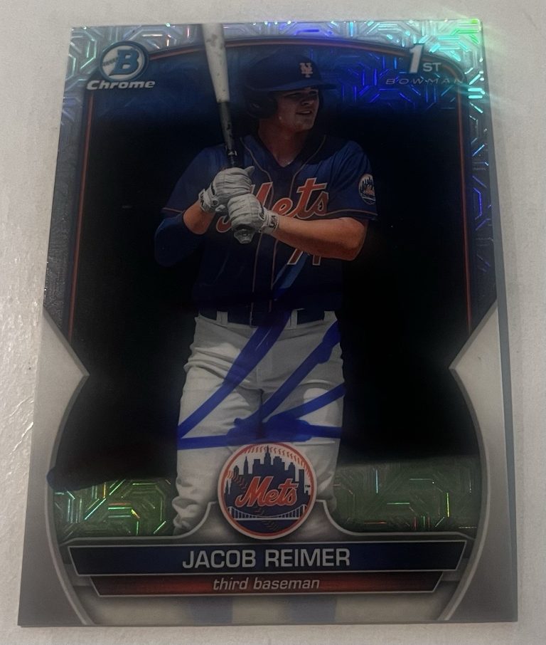 JACOB REIMER SIGNED 2023 BOWMAN CHROME MOJO PROSPECT BASEBALL CARD AUTO