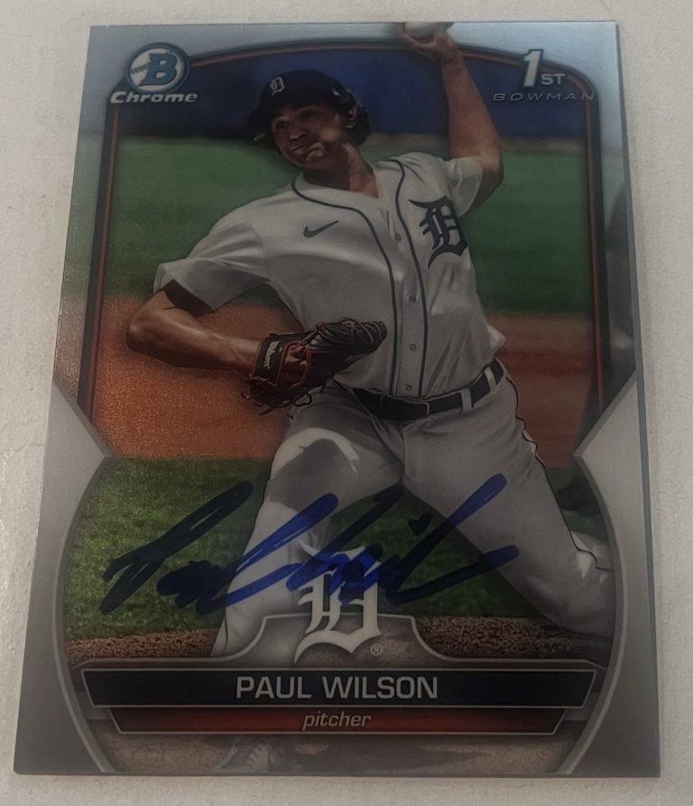 PAUL WILSON SIGNED 2023 BOWMAN CHROME DRAFT PROSPECT BASEBALL CARD AUTO