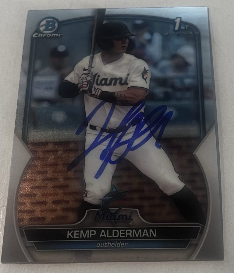 KEMP ALDERMAN SIGNED 2023 BOWMAN CHROME DRAFT PROSPECT BASEBALL CARD AUTO