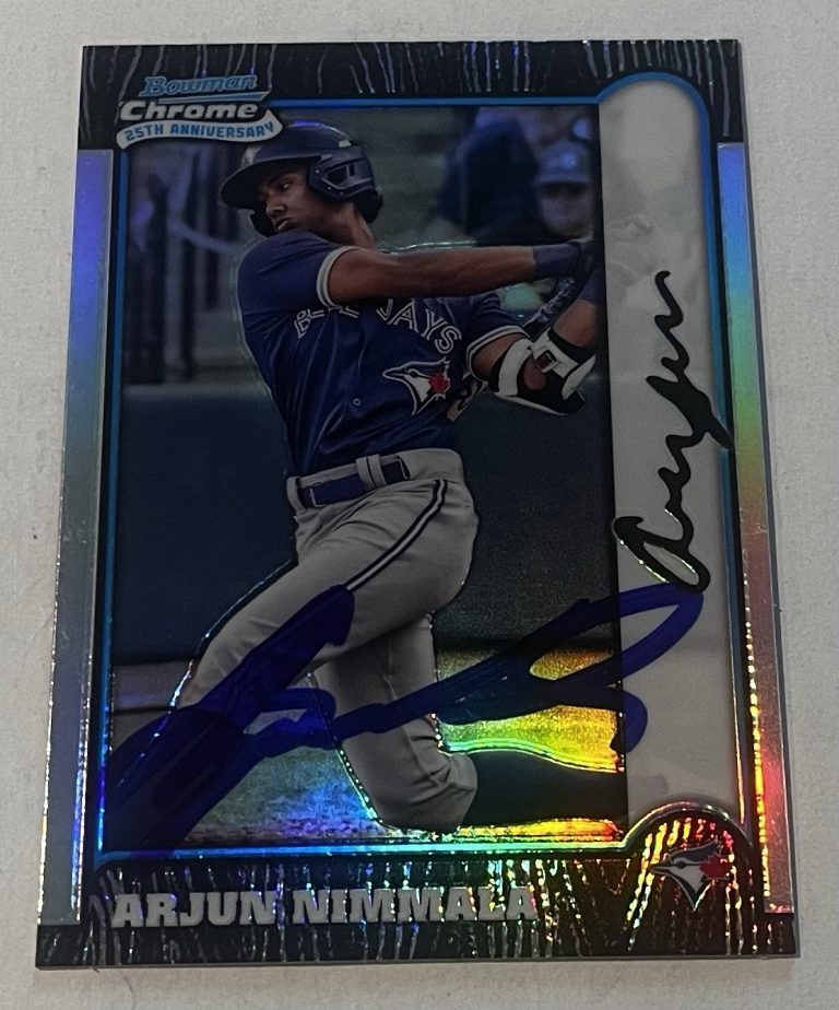 ARJUN NIMMALA SIGNED 2023 BOWMAN CHROME 25TH ANNIVERSARY CARD AUTO