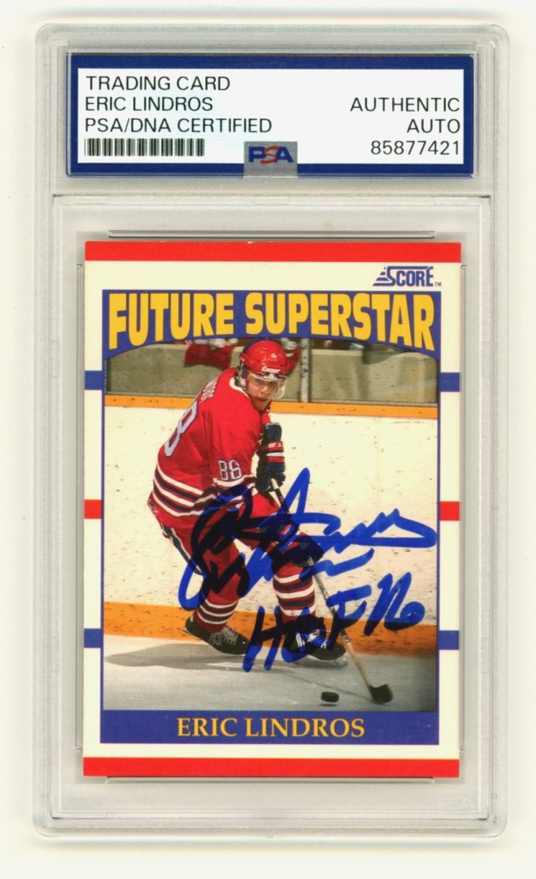 Eric Lindros 1990-91 Score Signed Auto Rookie RC w/ HOF 16 PSA Authentic Auto