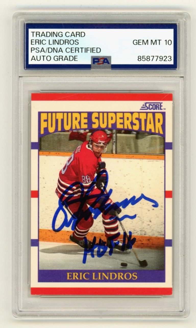 Eric Lindros 1990-91 Score #440 Signed Auto Rookie RC w/ HOF 16 PSA 10 Auto