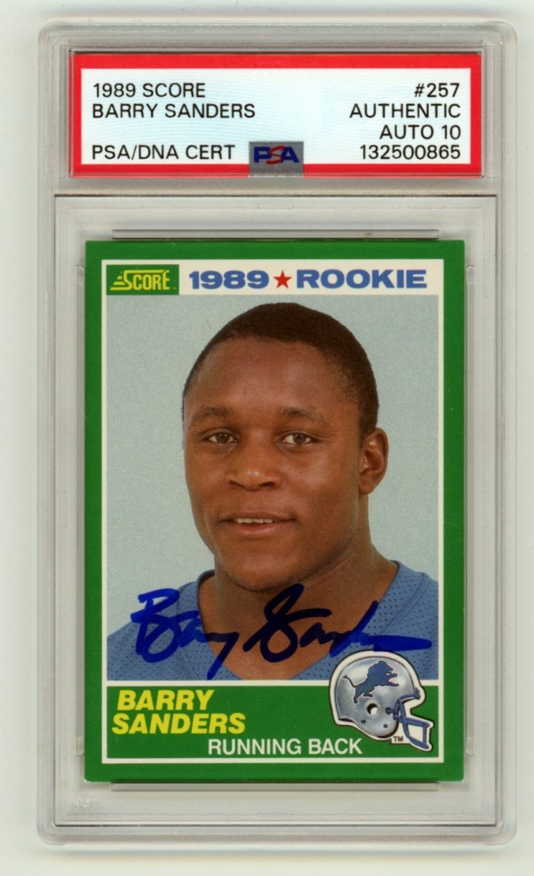 Barry Sanders 1989 Score #257 Rookie RC Signed PSA 10 Auto Detroit Lions HOF