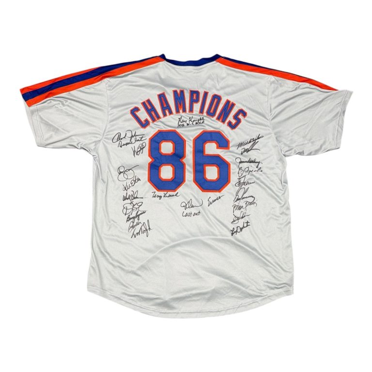 New York Mets 1986 World Series (23 Auto) Team Signed Custom Jersey Insc JSA COA