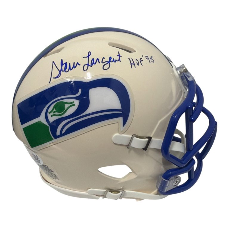 Steve Largent Signed Seahawks Retro Mini Helmet w/ HOF 95 JSA Witness COA