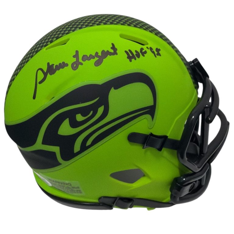 Steve Largent Signed Seahawks Rave Mini Helmet w/ HOF 95 JSA Witness COA