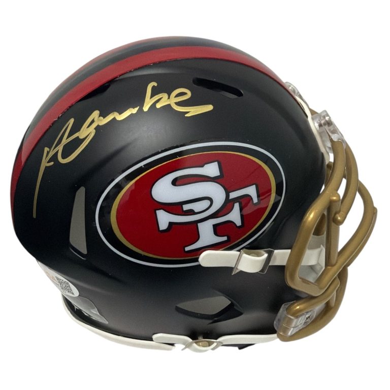 Merton Hanks Signed San Francisco 49ers Rivalries Mini Helmet JSA Witness COA