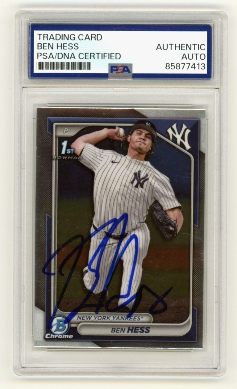 Ben Hess 2024 Bowman Chrome 1st Signed Rookie RC PSA Authentic Auto NY Yankees
