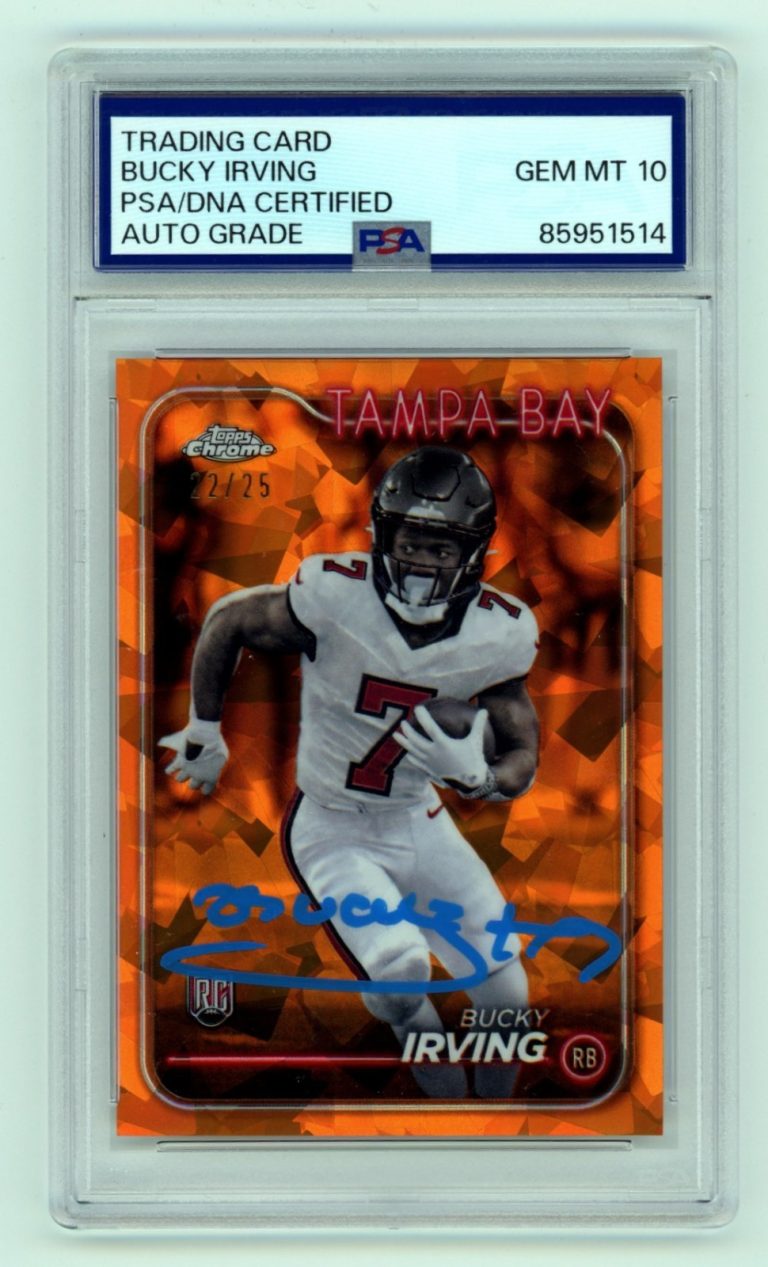 Bucky Irving Signed 2024 Topps Chrome Orange Sapphire Rookie RC #/25 PSA 10 Auto