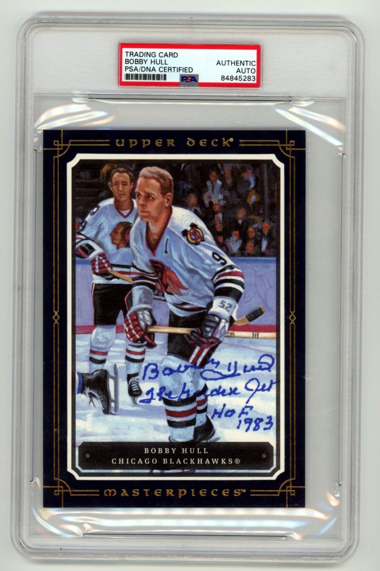 Bobby Hull Signed 2008-09 UD Masterpieces Jumbo Card w/ 2 Insc. PSA Auto