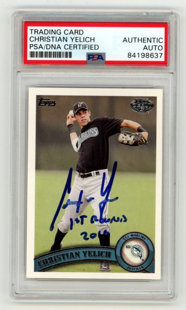 Christian Yelich 2011 Topps Pro Debut Signed Auto RC w/ 2010 1st Round PSA Auto