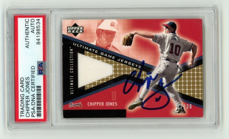 Chipper Jones 2002 Upper Deck Ultimate Collection Patch Signed Auto /30 PSA Auto