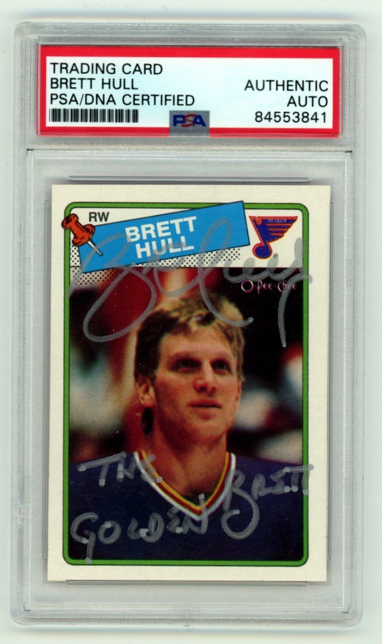 Brett Hull 1988-89 O-Pee-Chee 66 RC The Golden Brett Insc Signed PSA Auto Silver