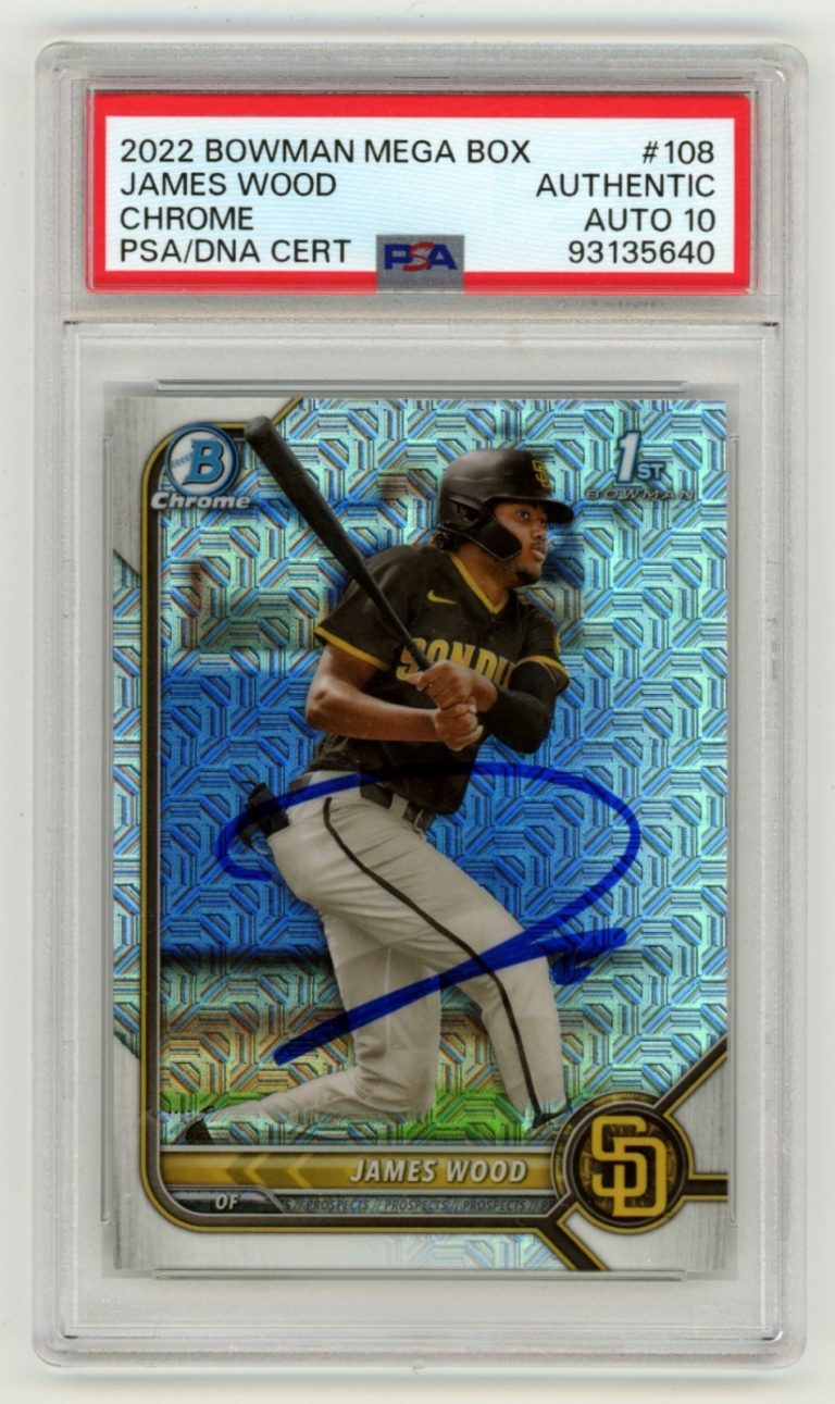 James Wood 2022 Bowman Chrome Mega Box Mojo Refractor 1st RC Signed PSA 10 Auto