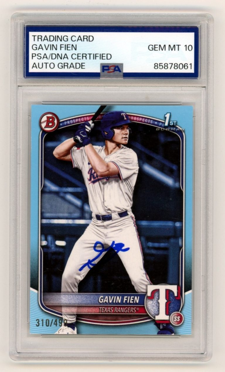 Gavin Fien 2025 Bowman 1st Sky Blue Parallel Signed Auto RC #310/499 PSA 10 Auto
