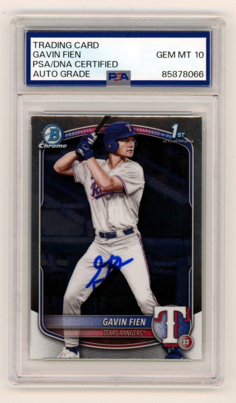 Gavin Fien 2025 Bowman Chrome 1st Signed Autograph Rookie RC PSA 10 Auto Rangers