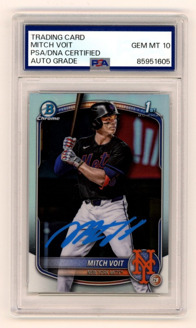 Mitch Voit 2025 Bowman Chrome Signed 1st Refractor Prospect RC PSA 10 Auto Mets