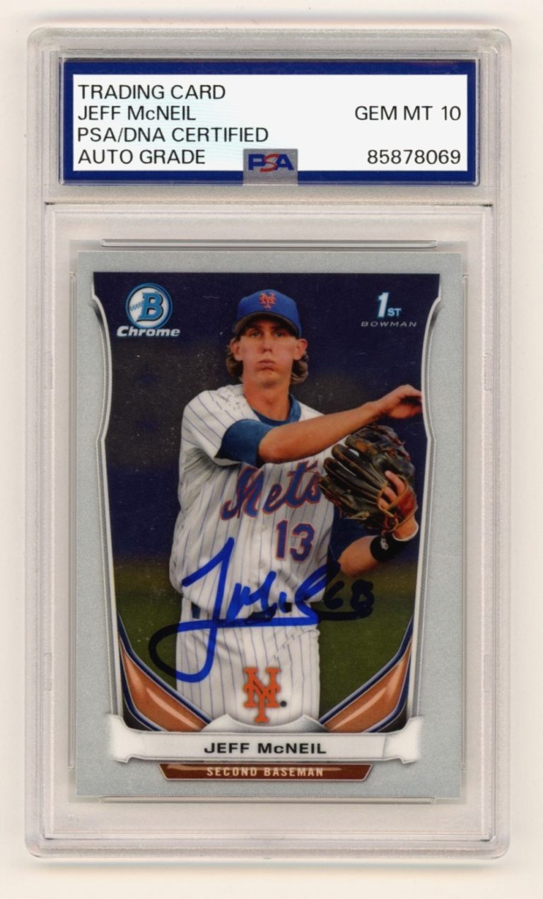 Jeff McNeil 2014 Bowman Chrome 1st Signed Rookie RC PSA 10 Auto Mets Athletics