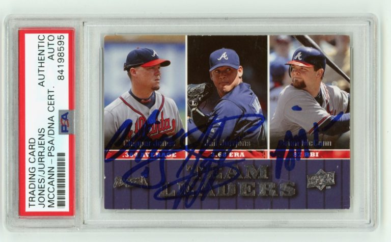 Chipper Jones Jurrjens McCann 2009 Upper Deck Triple Signed Auto PSA Auto Braves