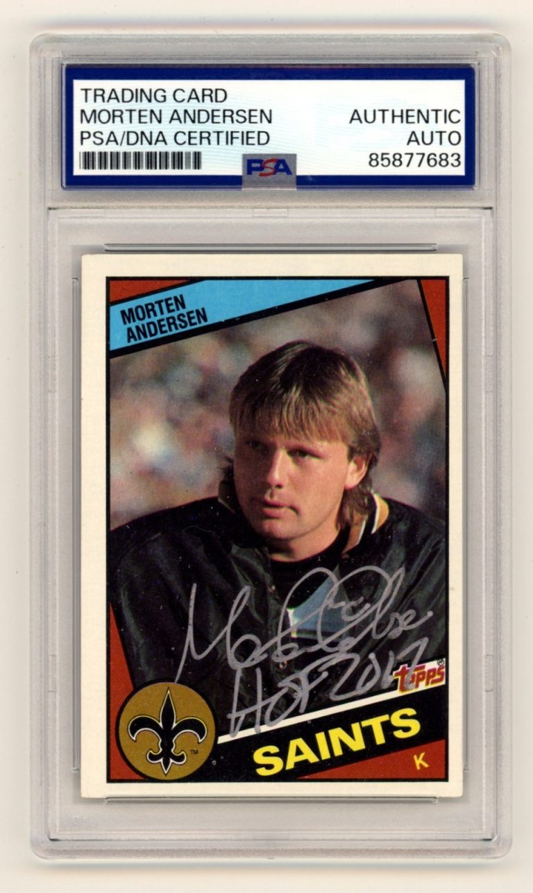 Morten Andersen 1984 Topps #300 Signed Auto RC w/ HOF 2017 PSA Authentic Auto