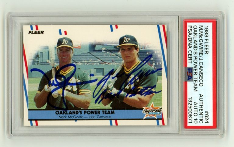 Mark McGwire Jose Canseco 1988 Fleer Power Team Dual Signed w/ Insc. PSA 10 Auto