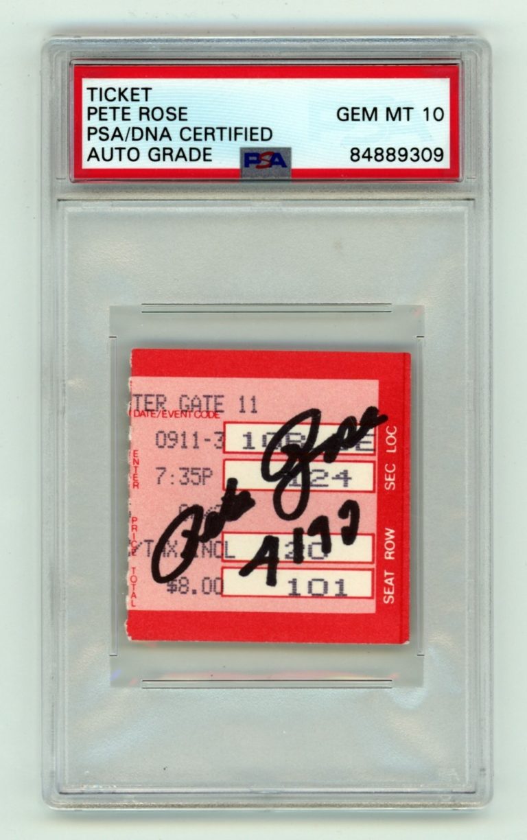 Pete Rose Signed All Time Hit Leader 9/11/1985 Ticket Stub w/ 4192 PSA 10 Auto