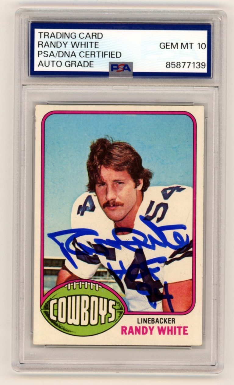Randy White 1976 Topps #158 Signed Autograph Rookie RC w/ HOF 94 PSA 10 Auto