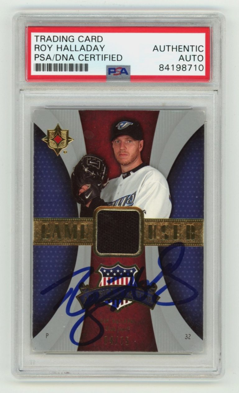 Roy Halladay 2007 Upper Deck Pastime Signed Patch Auto #4/75 PSA Authentic Auto