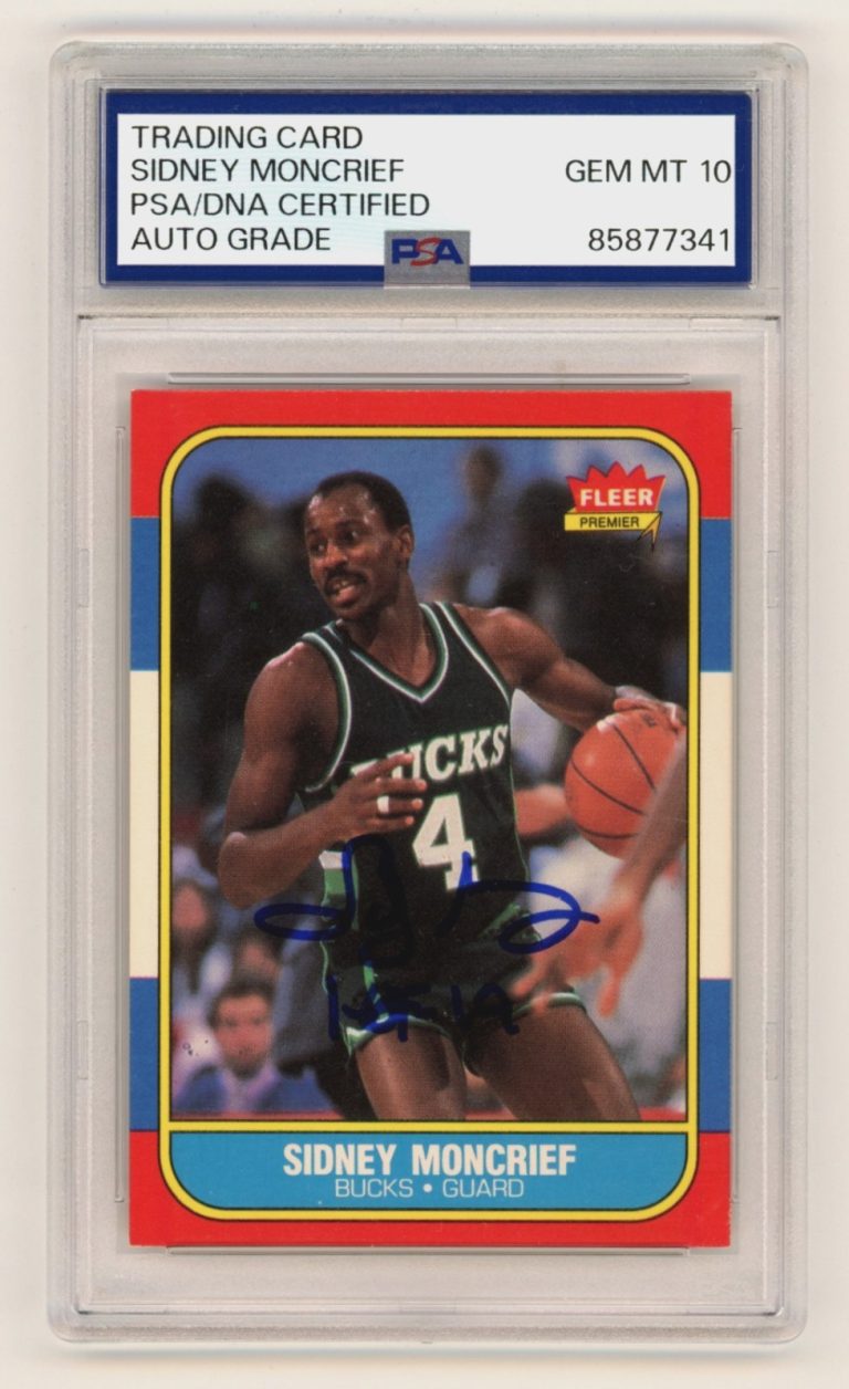 Sidney Moncrief 1986-87 Fleer #75 Signed Autograph w/ HOF 19 PSA 10 Auto Bucks