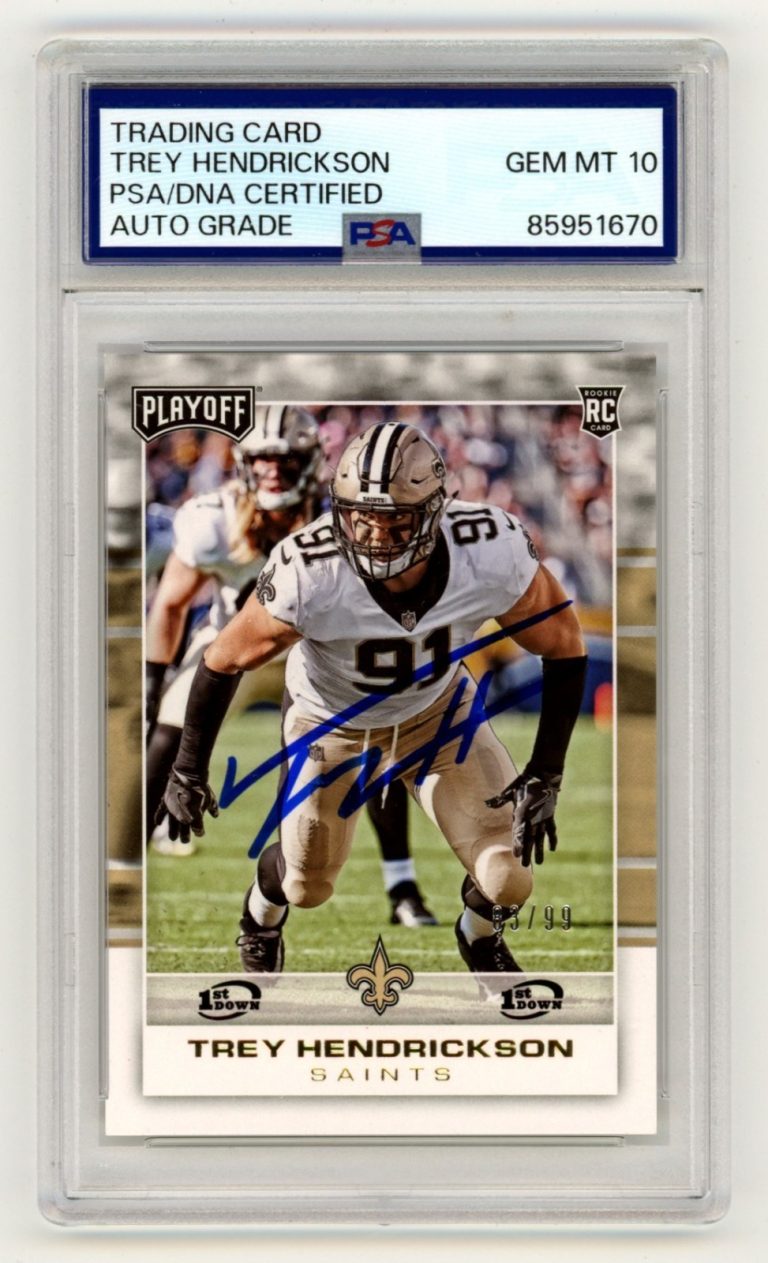 Trey Hendrickson Signed 2017 Panini Playoff #295 1st Down RC /99 PSA 10 Auto