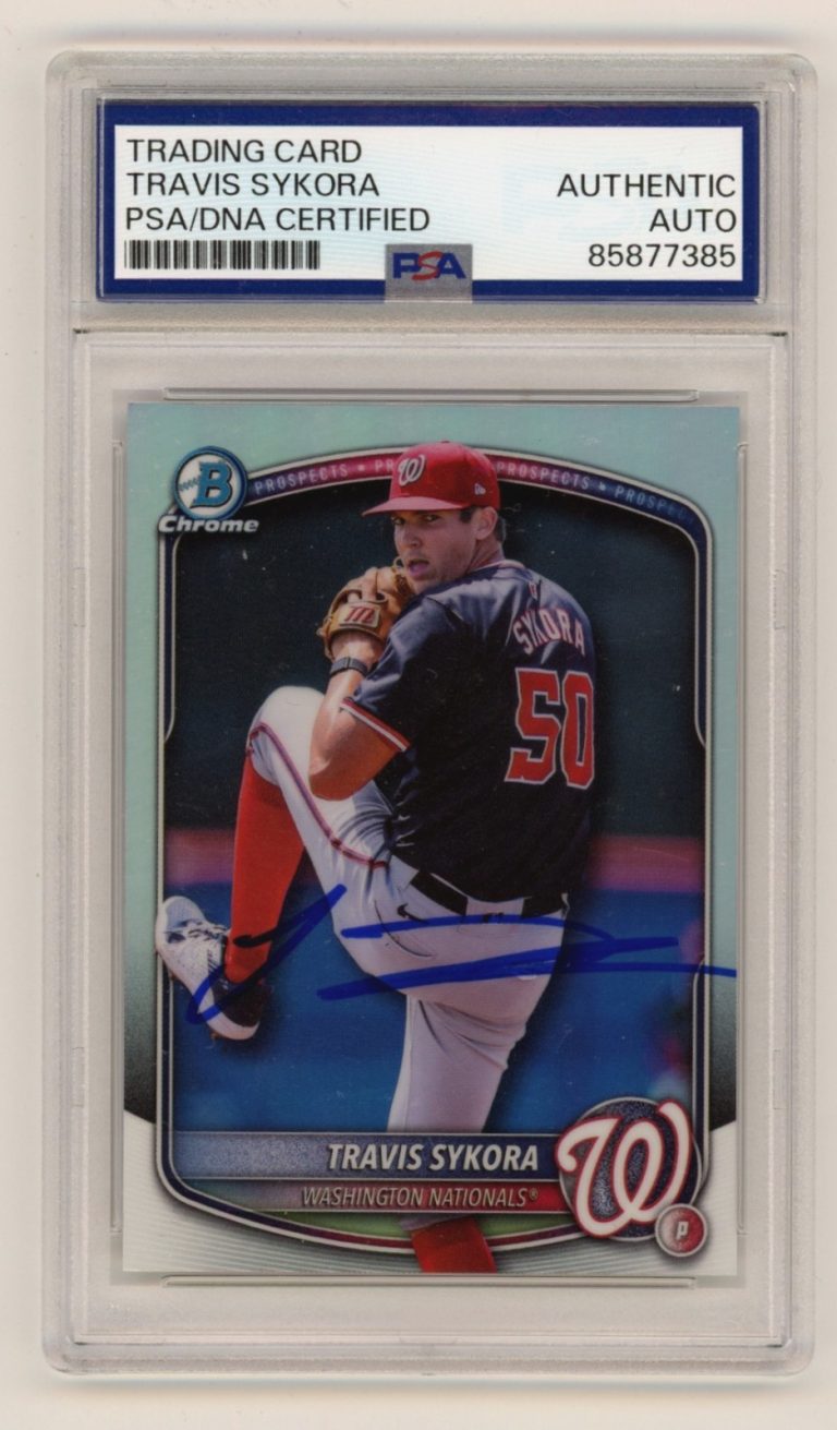 Travis Sykora 2025 Bowman Chrome Refractor Signed Auto RC PSA Authentic Auto