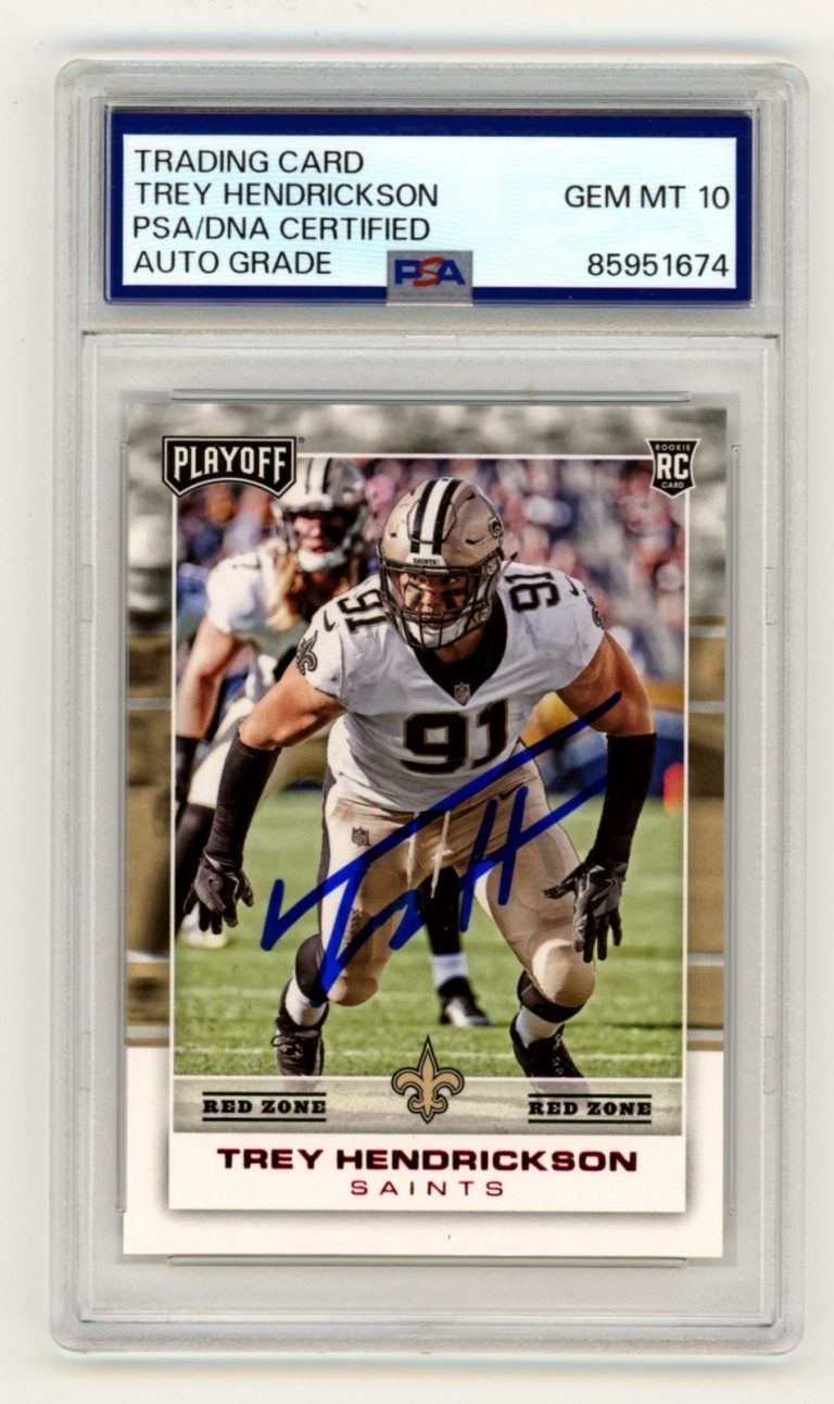 Trey Hendrickson Signed 2017 Panini Playoff 295 Red Zone Rookie RC  PSA 10 Auto
