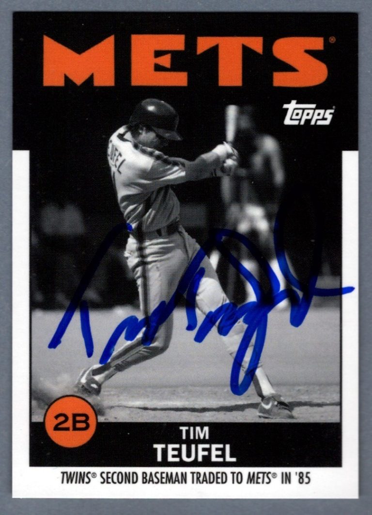 Tim Teufel Signed 2021 Topps Once Upon a Time in Queens #27 B/W LSCM COA