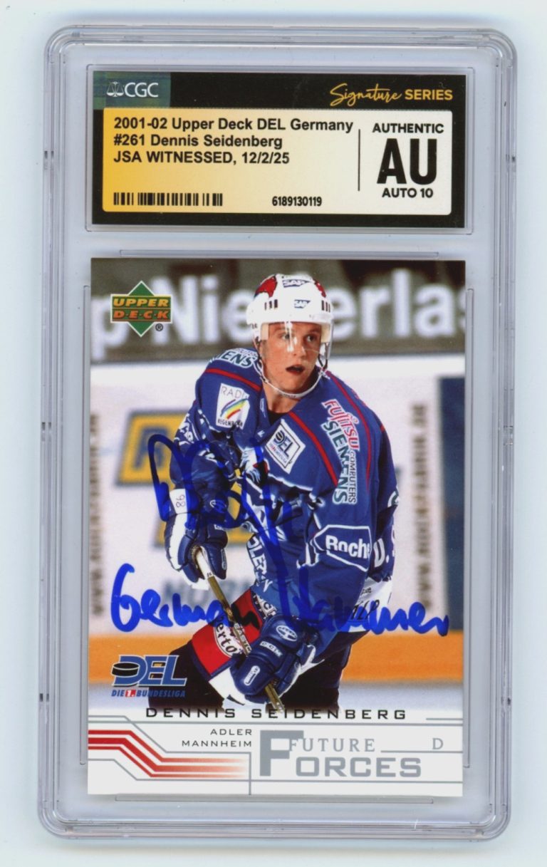 Dennis Seidenberg 2001-02 Upper Deck DEL RC German Hammer Signed JSA CGC 10 Auto