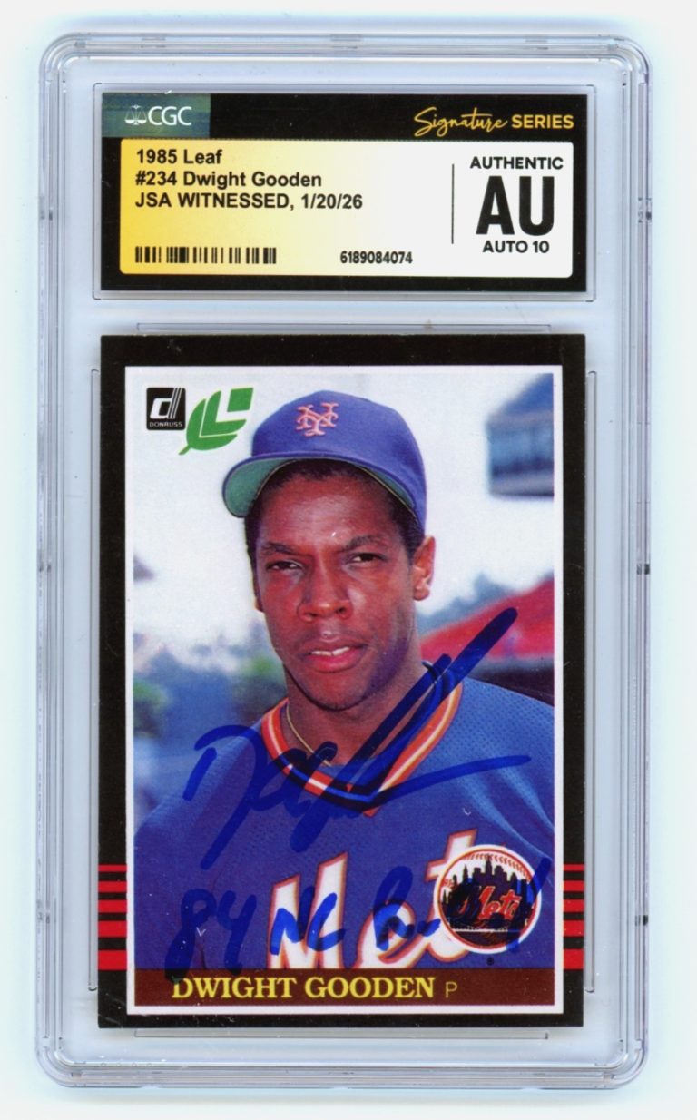 Dwight Doc Gooden 1985 Leaf #234 Rookie RC w/ 84 NL ROY Signed JSA CGC 10 Auto