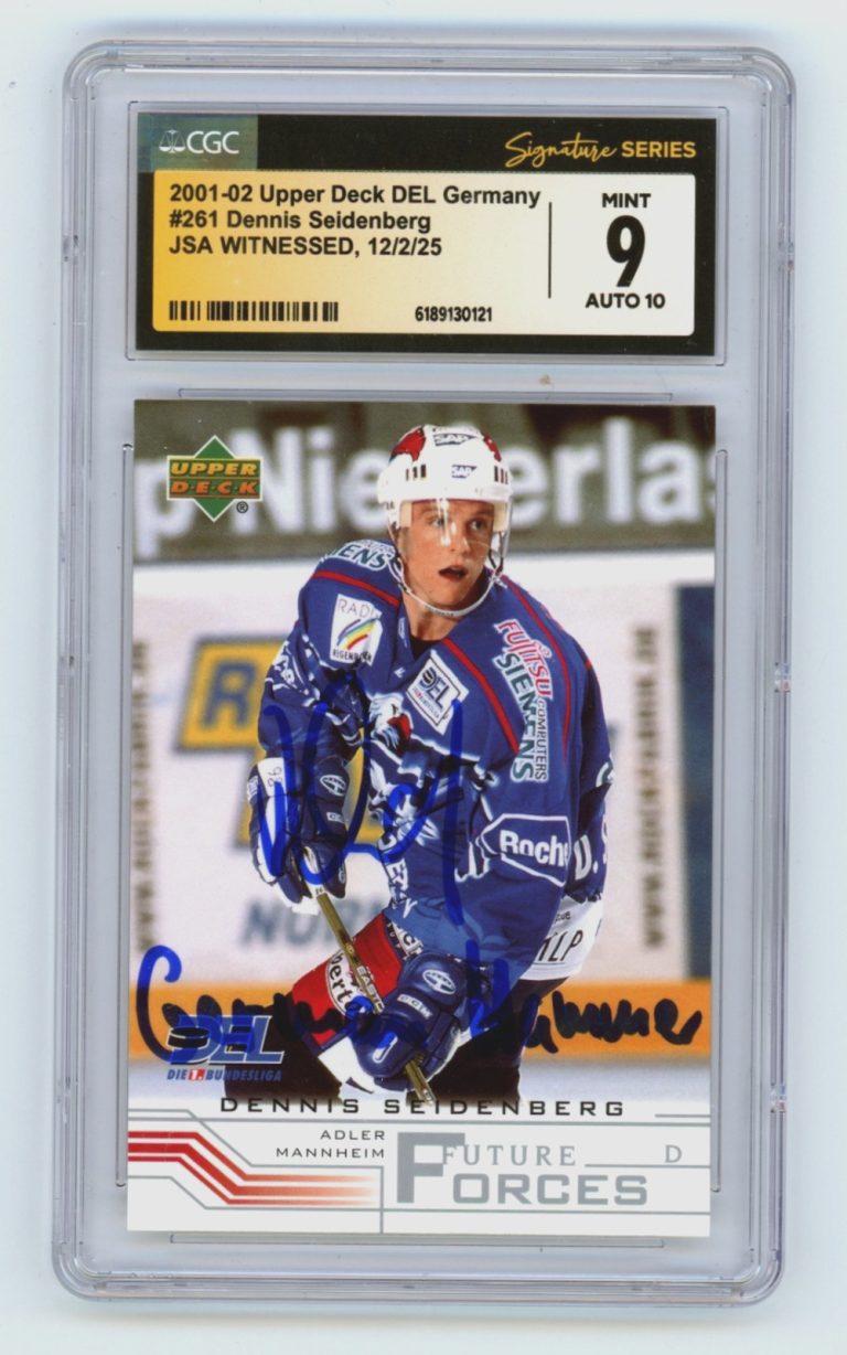 Dennis Seidenberg 2001-02 Upper Deck DEL German Hammer Signed JSA CGC 9 10 Auto