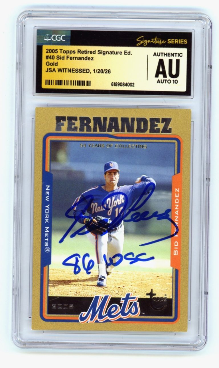 Sid Fernandez 2005 Topps Retired Gold #/500 w/ 86 WSC Ins Signed JSA CGC 10 Auto