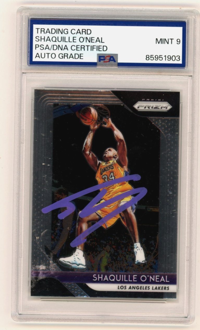 Shaquille O'Neal 2018-19 Panini Prizm #35 Signed PSA 9 Auto Shaq Lakers