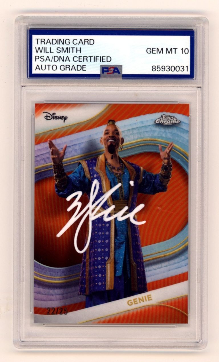 Will Smith 2025 Topps Chrome Disney Genie Orange Refractor 25 Signed PSA 10 Auto