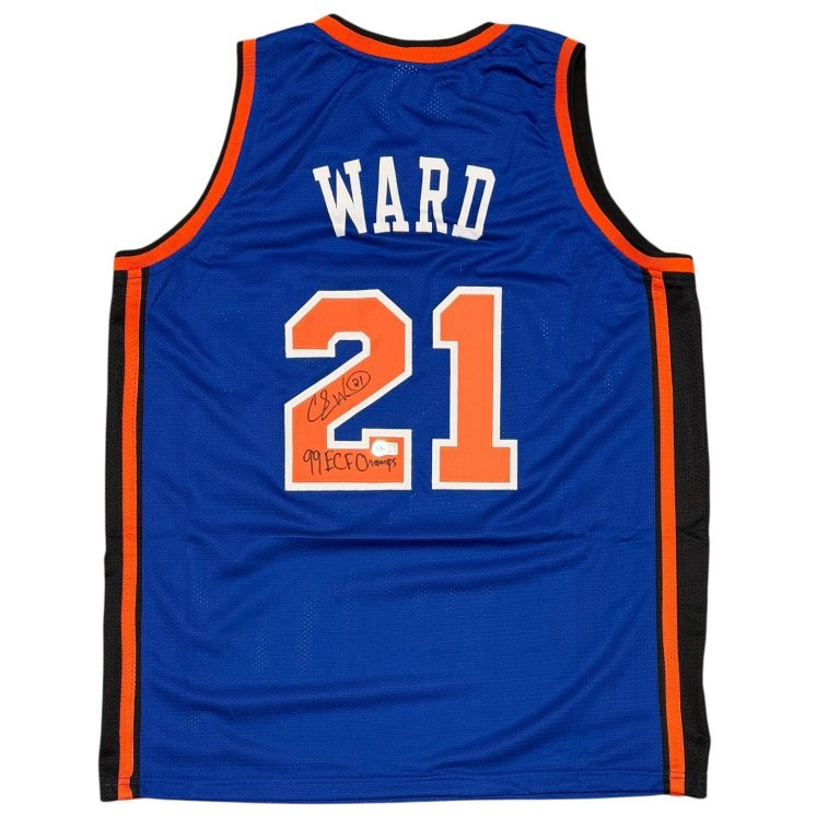 Charlie Ward Signed Knicks Custom Jersey w/ 99 ECF Champs Beckett Wit BAS COA