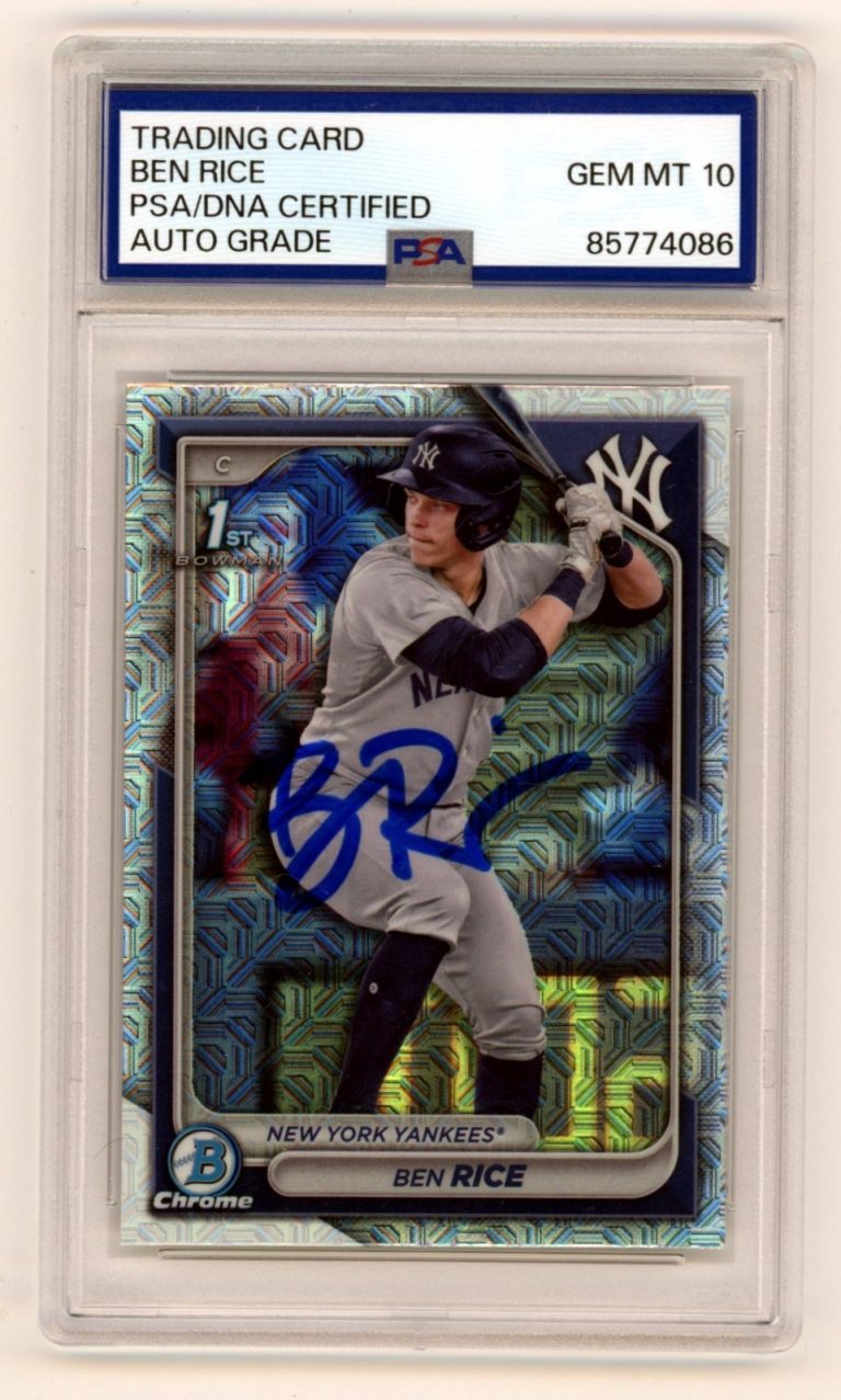 Ben Rice 2024 Bowman Chrome 1st Mojo Refractor Signed RC PSA 10 Auto Yankees