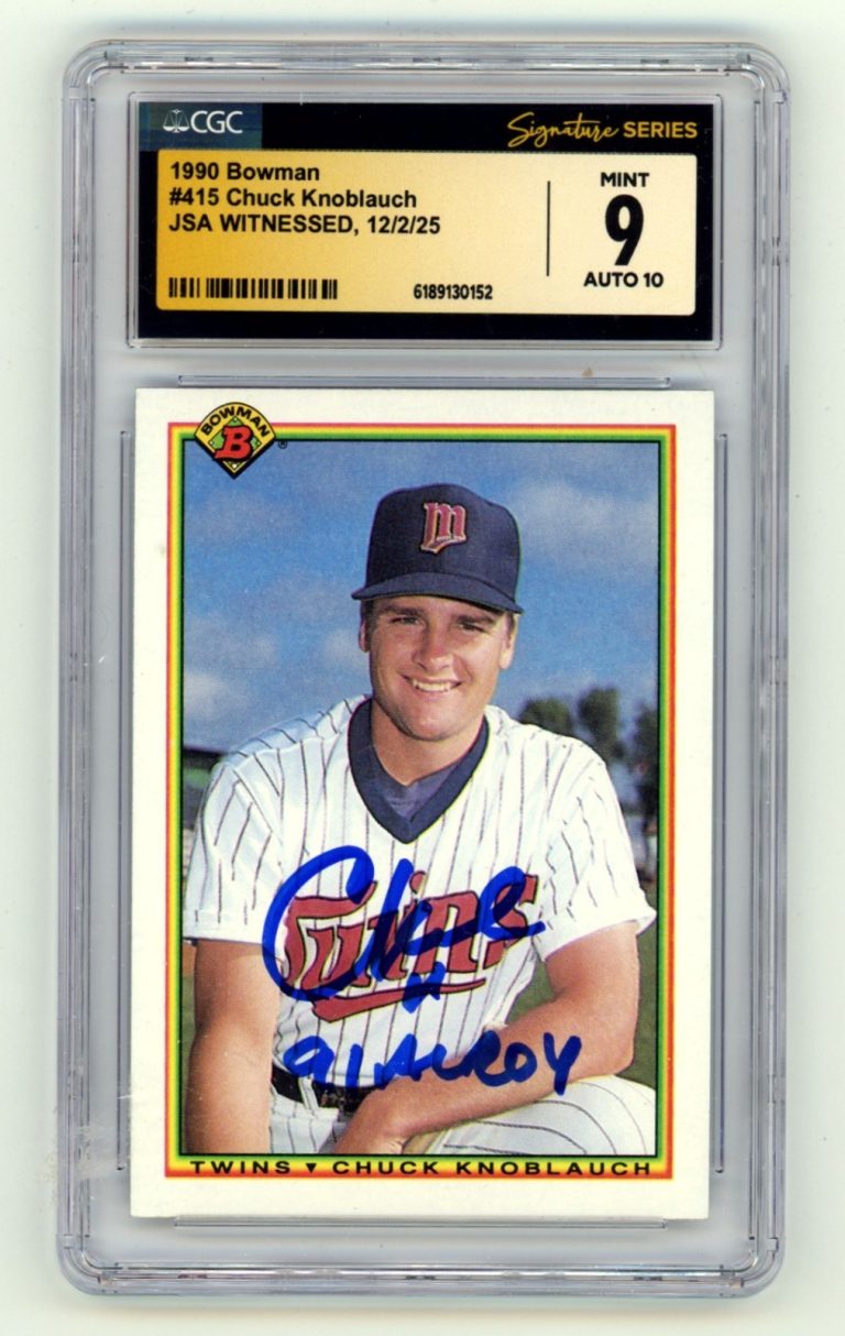 Chuck Knoblauch 1990 Bowman 415 Signed RC w/ 91 AL ROY JSA CGC 9 10 Auto Twins
